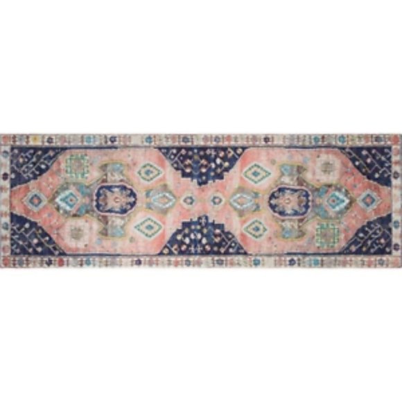new Wild Sage Fiona Zuri Nomad 2' 6" x 7' 6" Bohemian Runner in Pink Blue Mauve - Picture 1 of 5